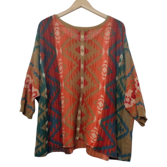 Denim & Supply Ralph Lauren Aztec Southwestern Boxy Oversized Ramie Sweater - Picture 2 of 4